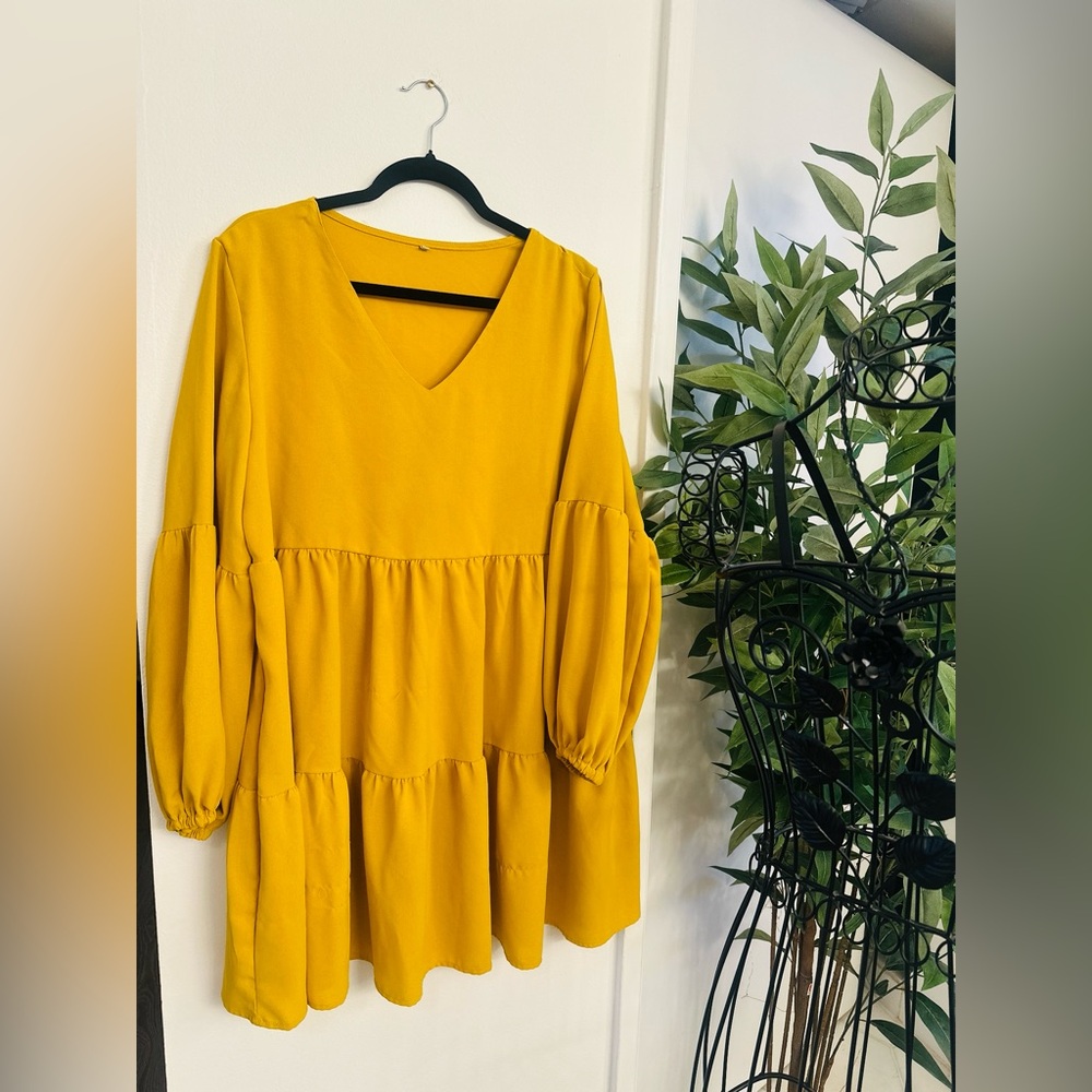 Mustard Yellow Flowy Dress